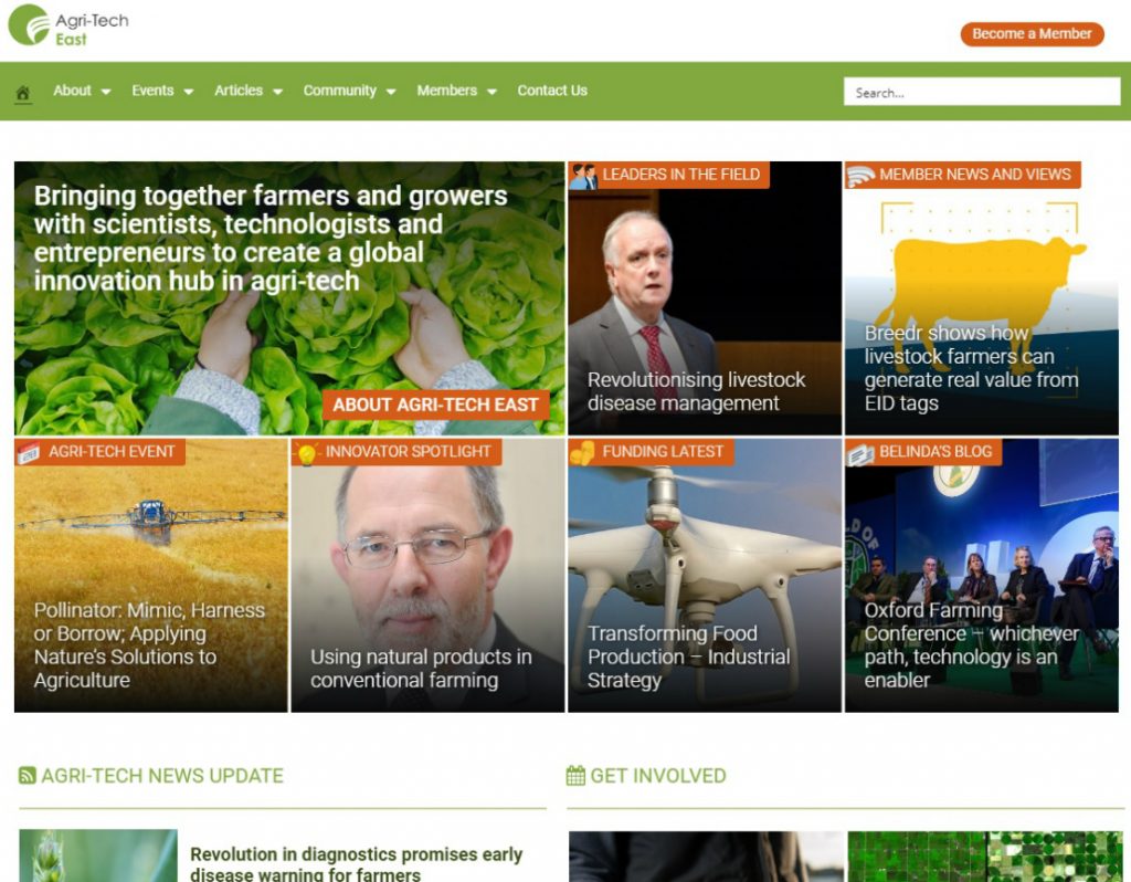 Web redesign Agri-Tech East new website 2019